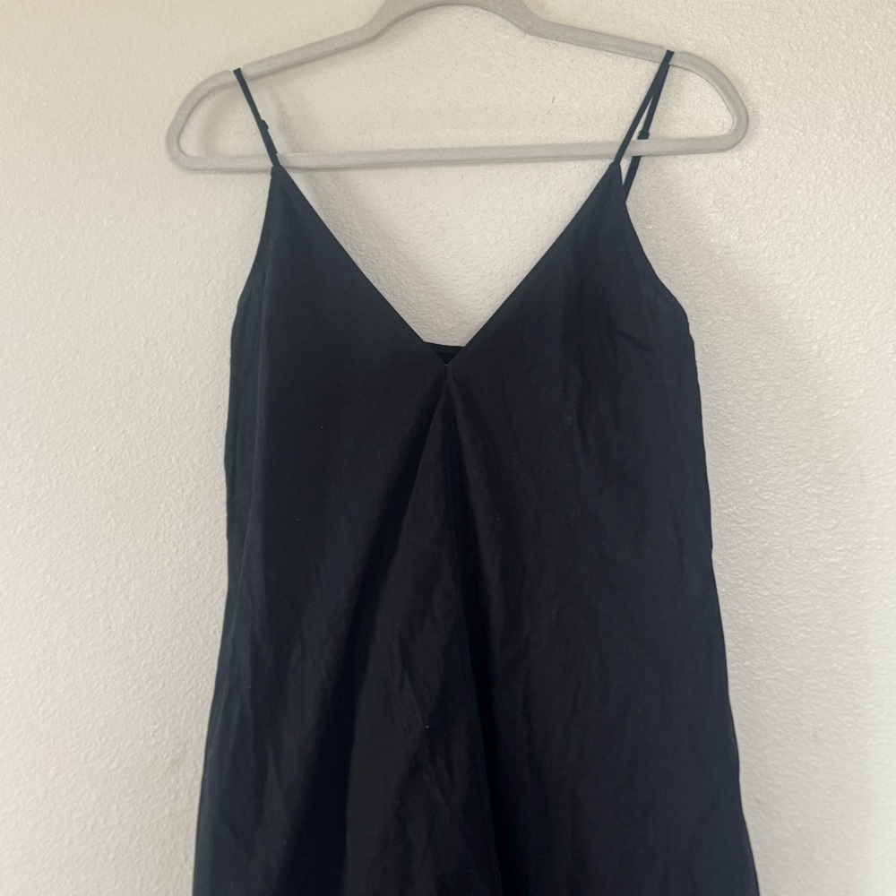 Babaton Aritzia Nouvelle Cotton Poplin Black Swing Midi Dress V Neck S $148 - Picture 3 of 13